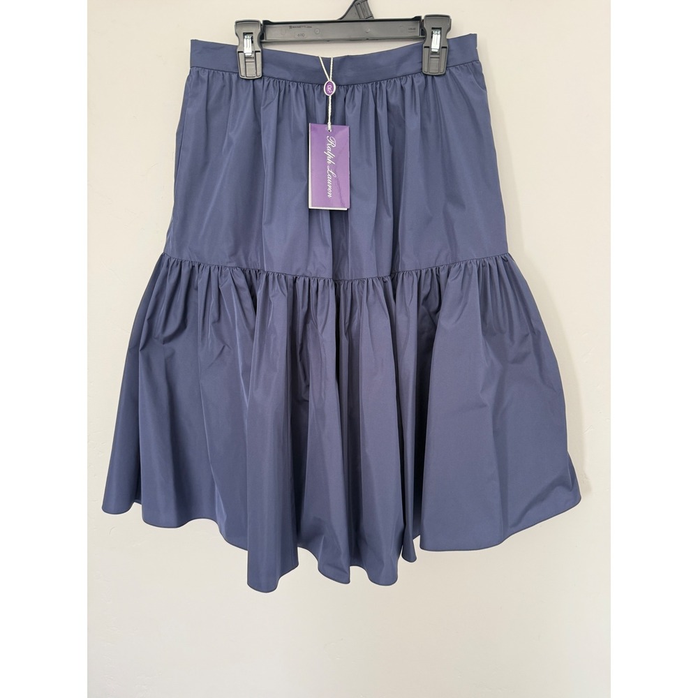 Ralph Lauren Purple Label Blue Tiered Midi Skirt Size 2 290788715002 MSRP $1290